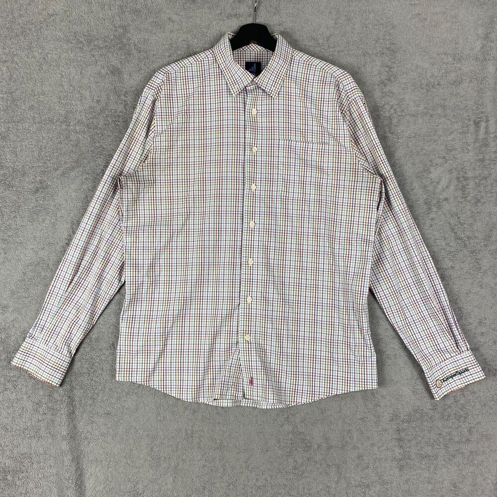 Johnnie O Prep Formance Mens L Plaid Button-Up Shirt Stretch Performance Career